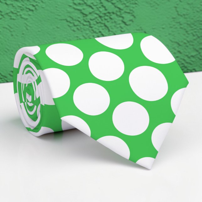 Green Jumbo Polka Dots Custom Necktie (Creator Uploaded)