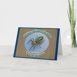 Green Jumping Spider Ring Bearer Request Card