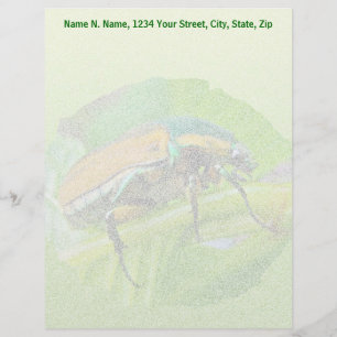 Green June Beetle Letterhead Stationery