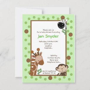 Green Jungle Adventure Safari Baby shower invitati Invitation