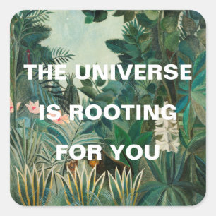 Green Jungle Painting Universe is Rooting Square Sticker