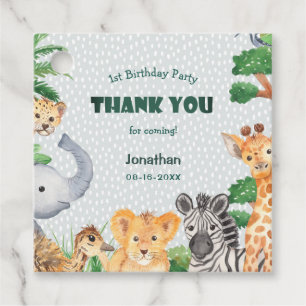 Green Jungle Safari Wild Animals Fun Birthday Favour Tags