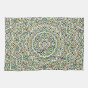 Green kaleidoscope tea towel