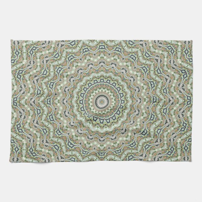 Green kaleidoscope tea towel (Horizontal)