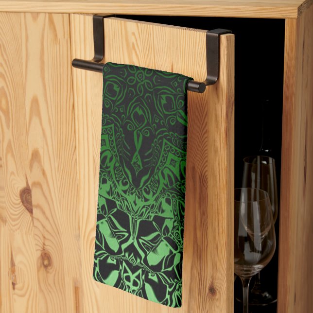 Green Kaleidoscope Tea Towel (Thirds Fold)