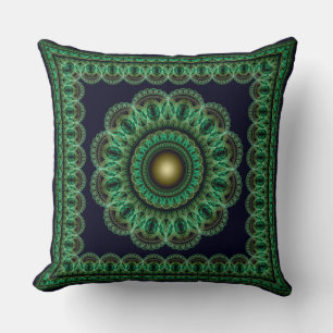 Green kaleidoscopic pattern cushion