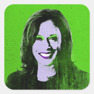 Green Kamala Harris Pop Art Square Sticker