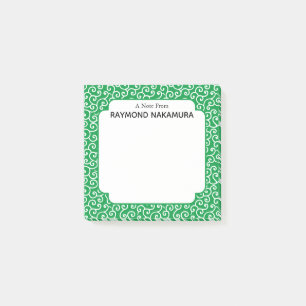 Green Karakusa Arabesque Vine Pattern Post-it Notes