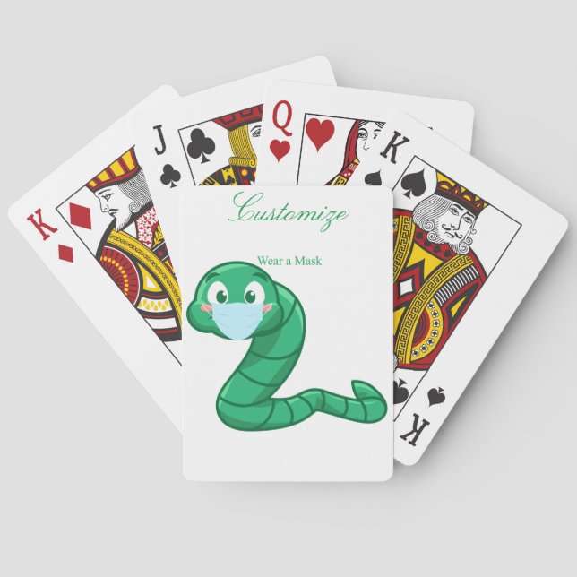 Green Kawaii Worm Thunder_Cove Playing Cards (Back)