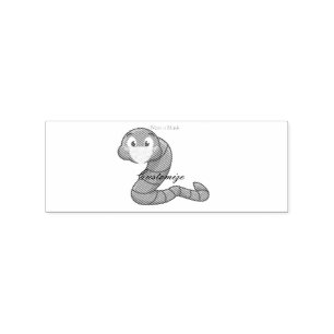 Green Kawaii Worm Thunder_Cove Rubber Stamp