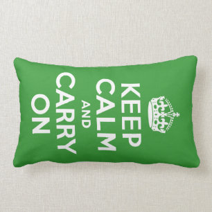 Green Keep Calm and Carry On Lumbar Cushion