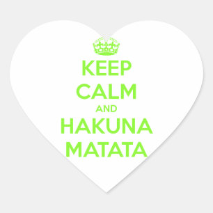 Green Keep Calm and Hakuna Matata Heart Sticker