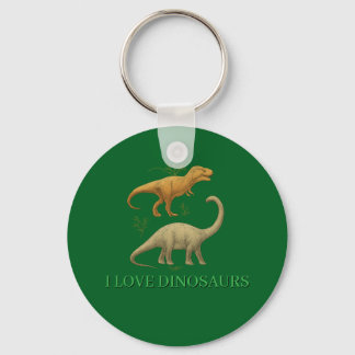 Green Keychain - I Love Dinosaurs