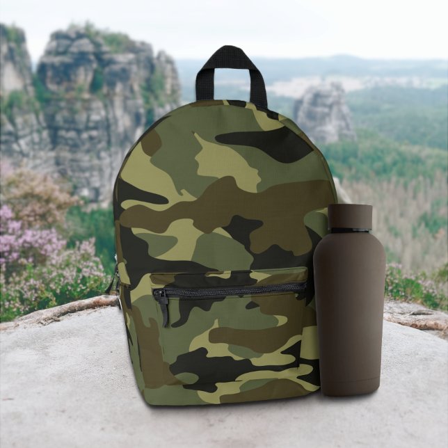 Green Khaki Army Military Camo Pattern Design  Printed Backpack (Creator Uploaded)