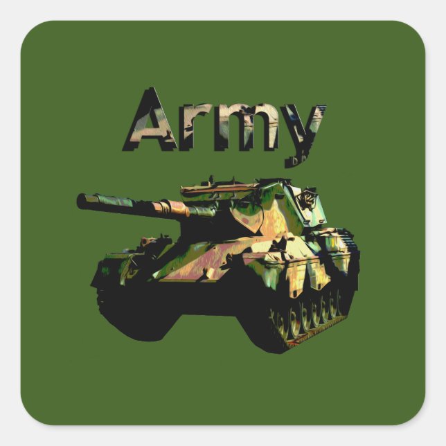 Green Khaki Army Tank, Stickers (Front)