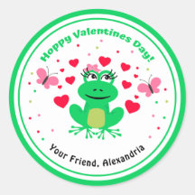 Green Kids Frog Hoppy Valentines Day 