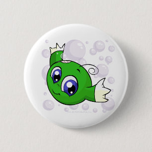 Green Kiko swishing through Kiko Lake 6 Cm Round Badge