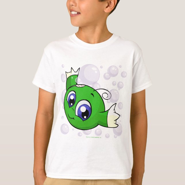 Green Kiko swishing through Kiko Lake T-Shirt (Front)