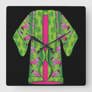 Green Kimono Wall Clock