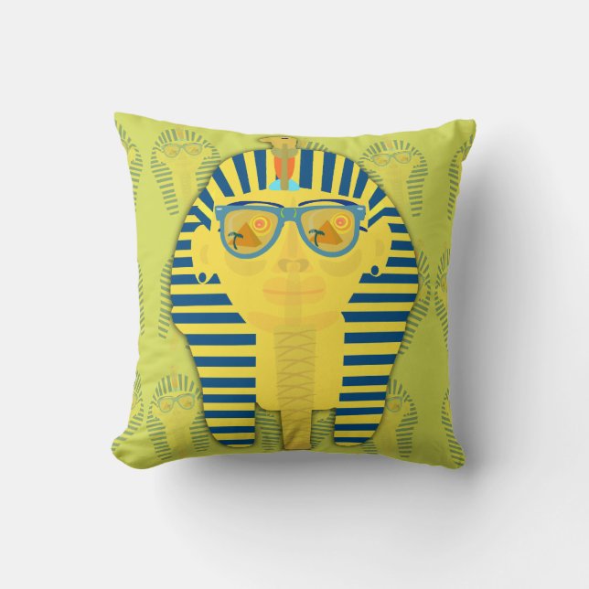 Green King Tut with Sunglasses Cushion (Front)