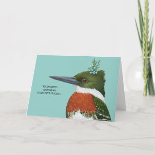 green kingfisher compliment card/friendship card
