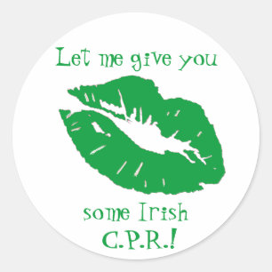 Green Kiss-Fun Irish Humour Classic Round Sticker