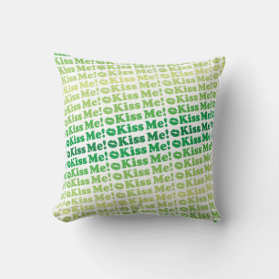 Green Kiss Me Kiss Me Pattern Cushion