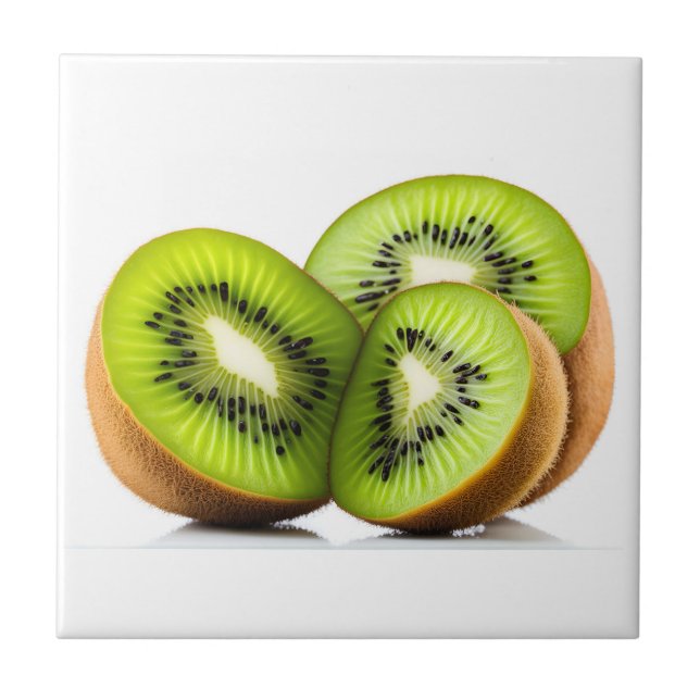 Green kiwi fruit ceramic tile (Front)