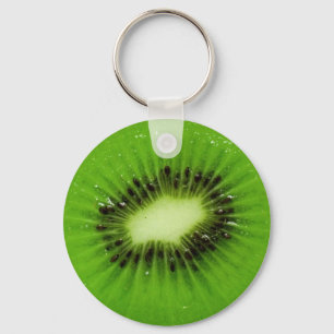Green Kiwi Fruit Fresh Slice Key Ring