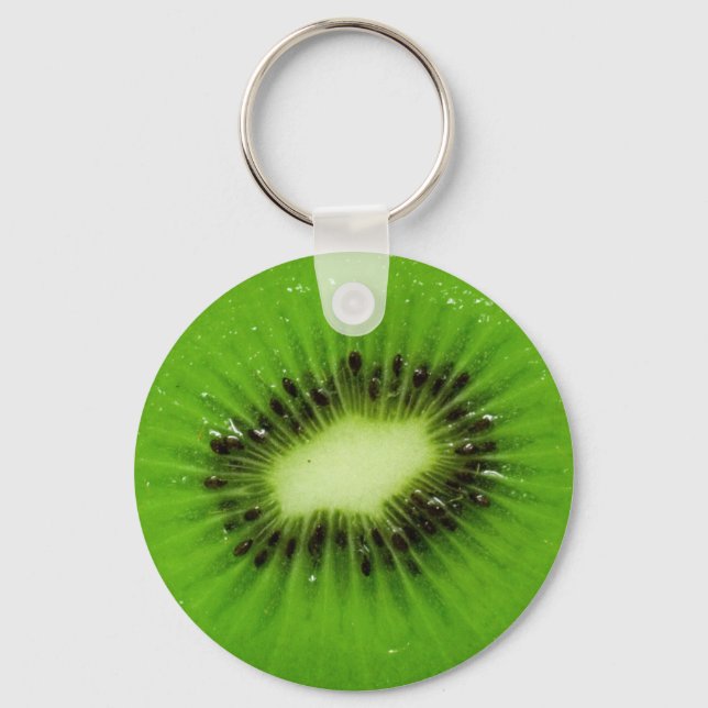 Green Kiwi Fruit Fresh Slice Key Ring (Front)