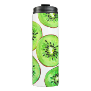 Green Kiwi Fruit Watercolor Set Thermal Tumbler