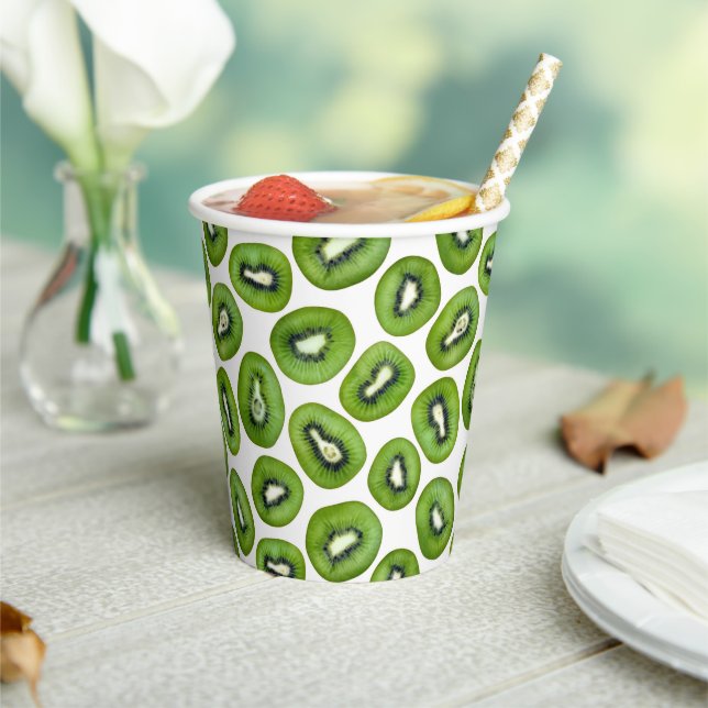 Green Kiwi Pattern Paper Cups (Insitu)