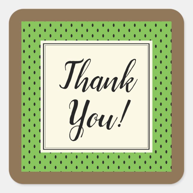 Green kiwi pattern thank you envelope sticker (Front)