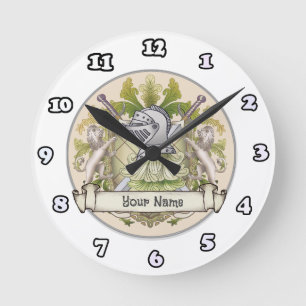 Green Knight Family Crest Surname clock