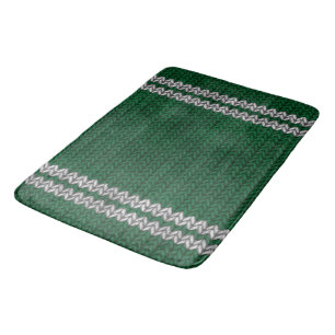 Green Knit-look Stripe Pattern Bath Mat