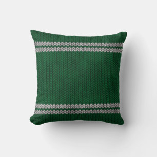 Green Knit-look Stripe Pattern Cushion