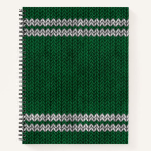 Green Knit-look Stripe Pattern Notebook