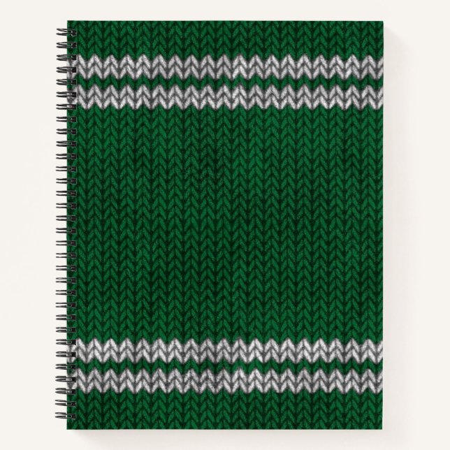 Green Knit-look Stripe Pattern Notebook (Front)