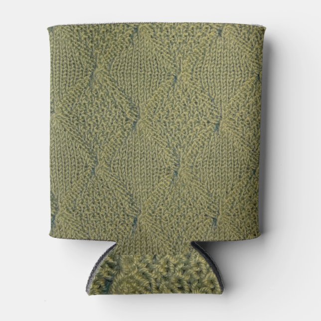 Green knitted fabric: close-up texture can cooler (Front)