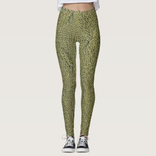 Green knitted fabric: close-up texture leggings