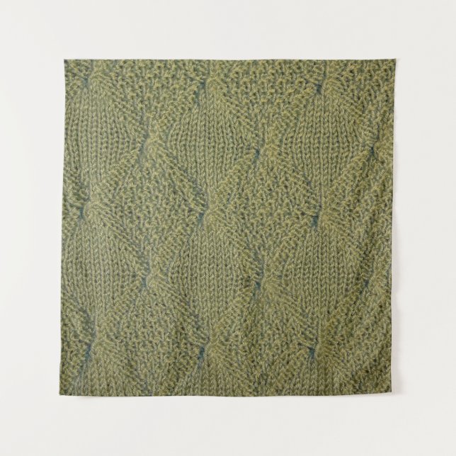 Green knitted fabric: close-up texture tapestry (Front)