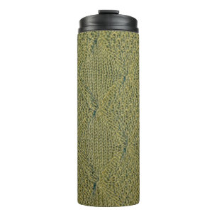 green knitted fabric, knitted texture green fabric thermal tumbler