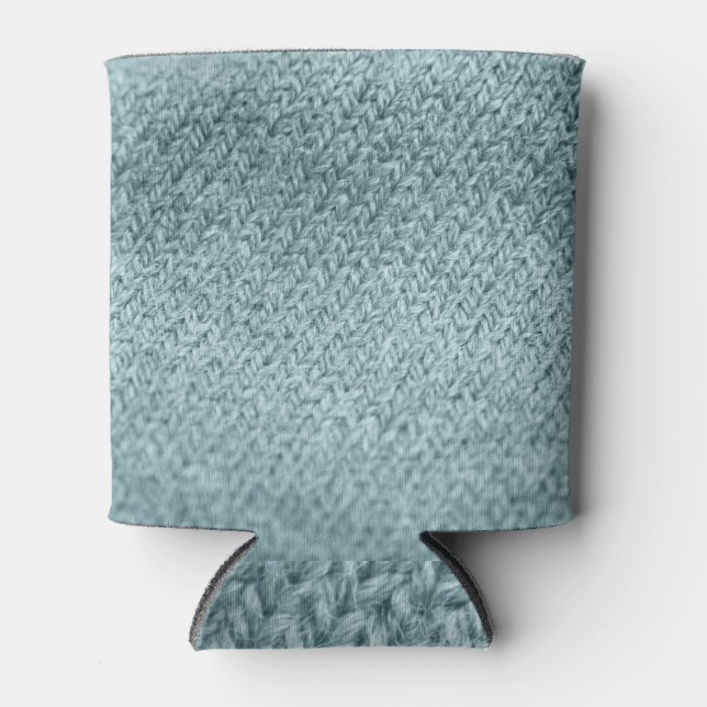 Green Knitted Texture: Trendy Background Can Cooler (Front)