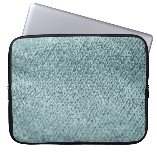 Green Knitted Texture: Trendy Background Laptop Sleeve (Front)