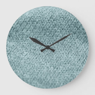 Green Knitted Texture: Trendy Background Large Clock