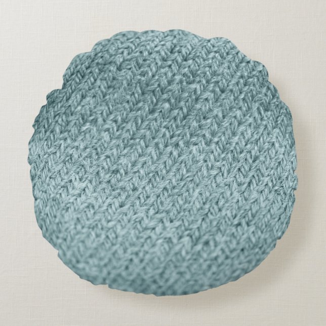 Green Knitted Texture: Trendy Background Round Cushion (Front)