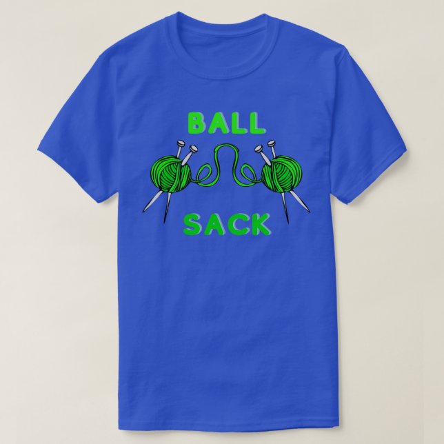 Green Knitting Ball Sack  T-Shirt (Design Front)