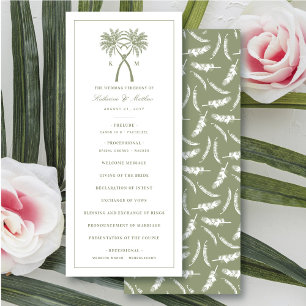 Green Knotted Palm Trees Tropical Wedding Program