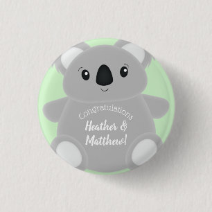 Green Koala Bear Baby Shower 3 Cm Round Badge