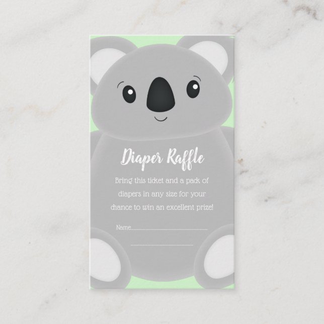 Green Koala Bear Baby Shower Enclosure Card (Front)